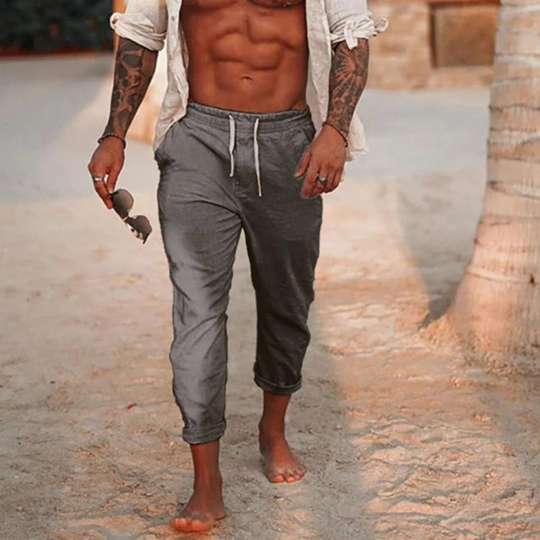 Elegantes Leinenhose Herren Kordelzug