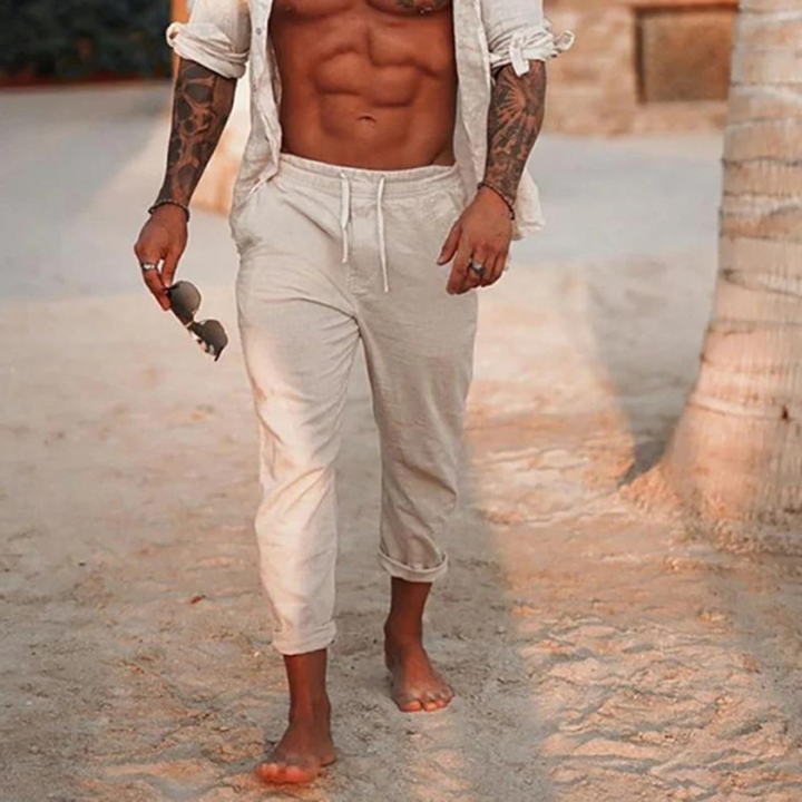 Elegantes Leinenhose Herren Kordelzug