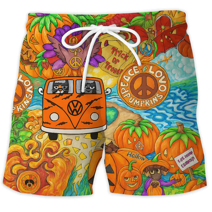 Schnelltrocknende Badeshorts mit Kordelzug Busmotiv