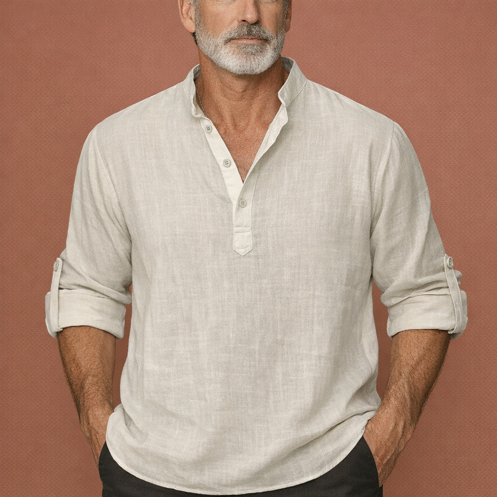 Lässiges Herren Henley-Shirt mit Knopfleiste für Herren | Tijn