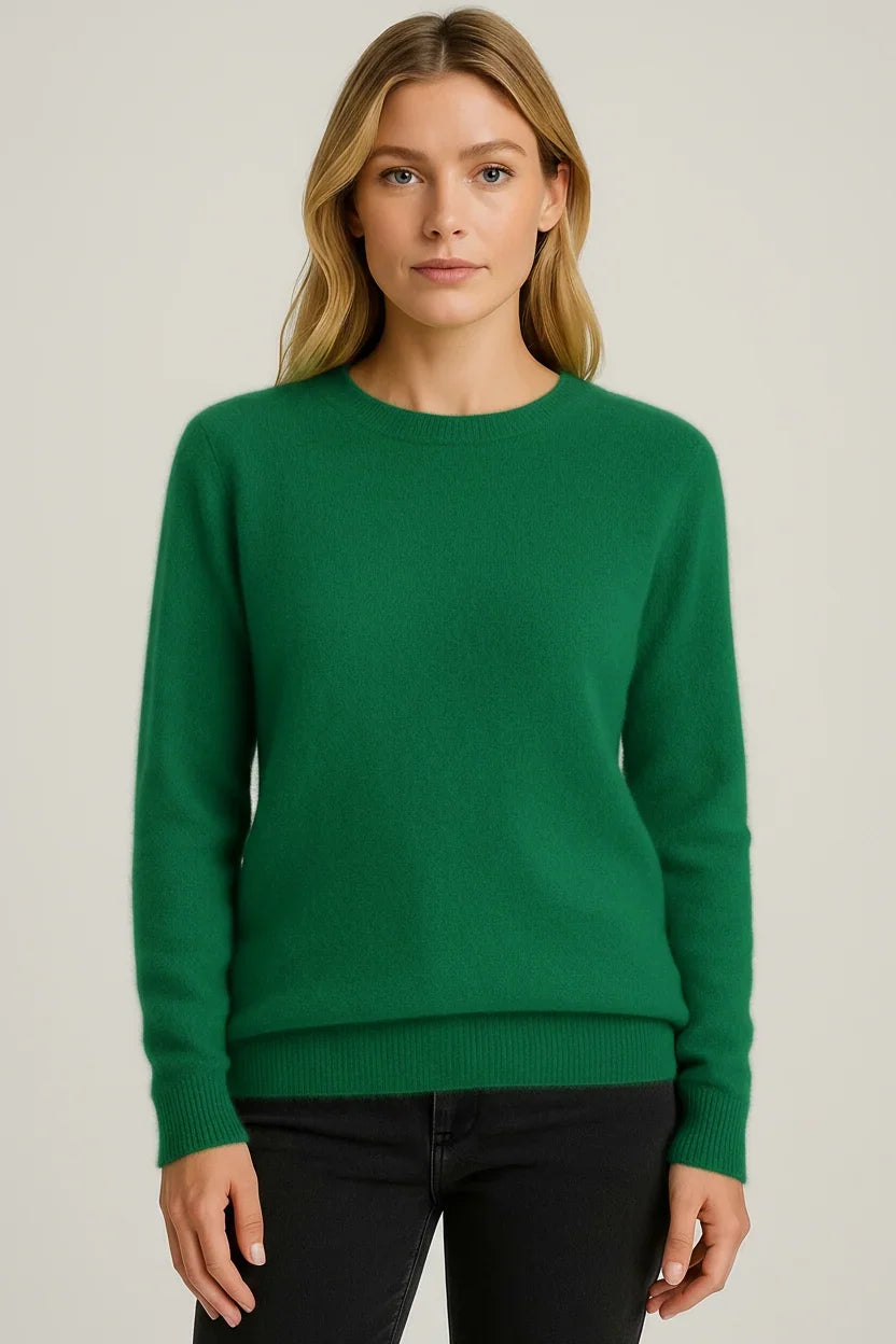 Damen-Kaschmirpullover mit Rundhalsausschnitt, weich