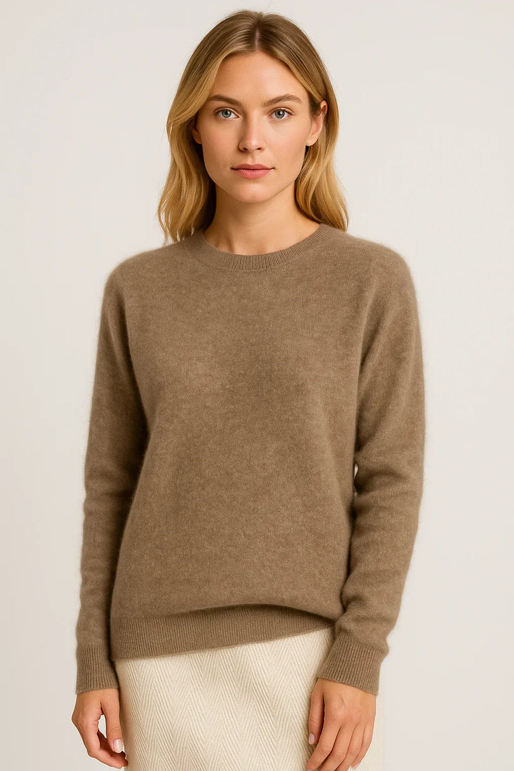Damen-Kaschmirpullover mit Rundhalsausschnitt, weich