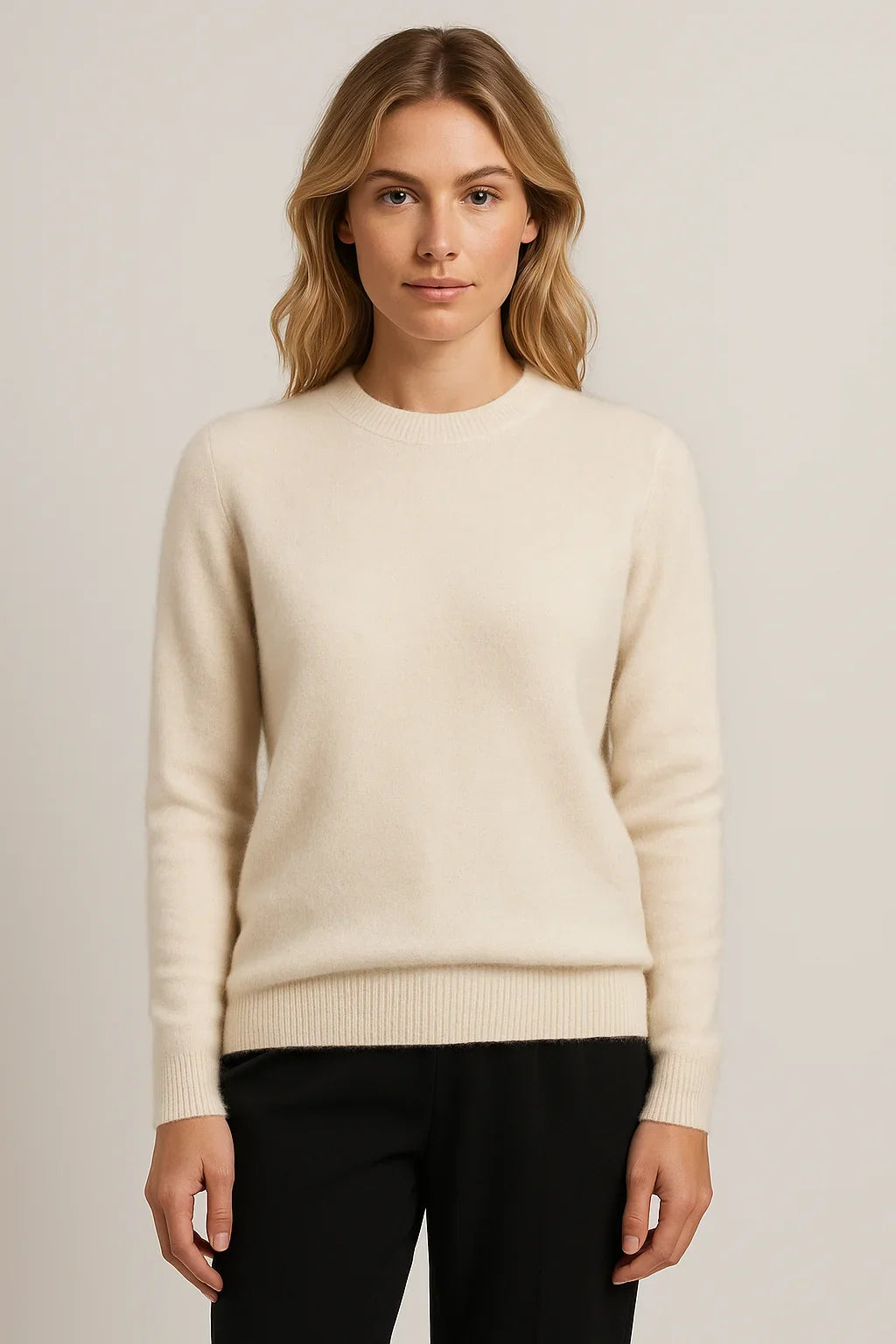 Damen-Kaschmirpullover mit Rundhalsausschnitt, weich