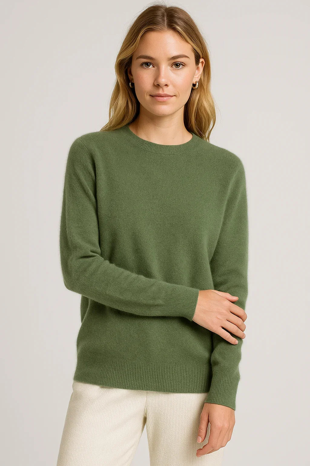Damen-Kaschmirpullover mit Rundhalsausschnitt, weich