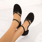 Hermina - Damen Ballerinas mit Riemchen und Blockabsatz
