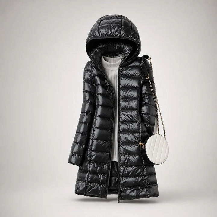 Ultraleichte Daunenjacke für Damen mit abnehmbarer Kapuze