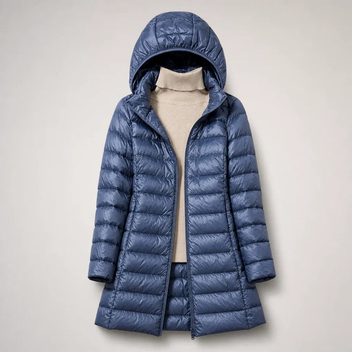 Ultraleichte Daunenjacke für Damen mit abnehmbarer Kapuze