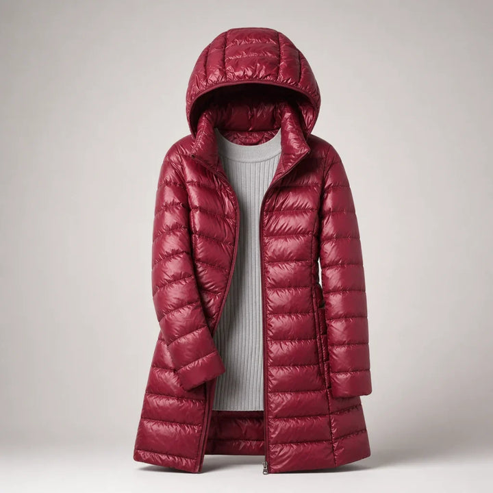 Ultraleichte Daunenjacke für Damen mit abnehmbarer Kapuze