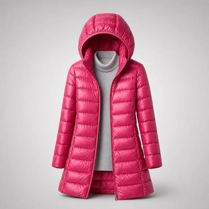 Ultraleichte Daunenjacke für Damen mit abnehmbarer Kapuze