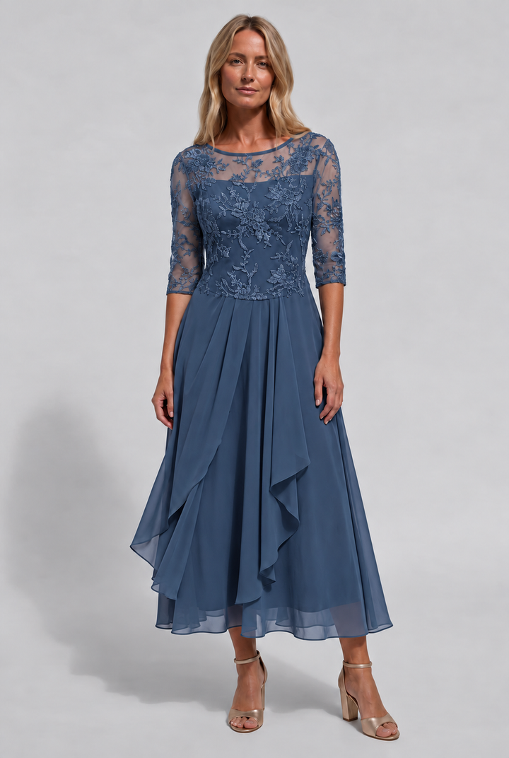 Damen Besticktes Ausgestelltes Midi-Kleid