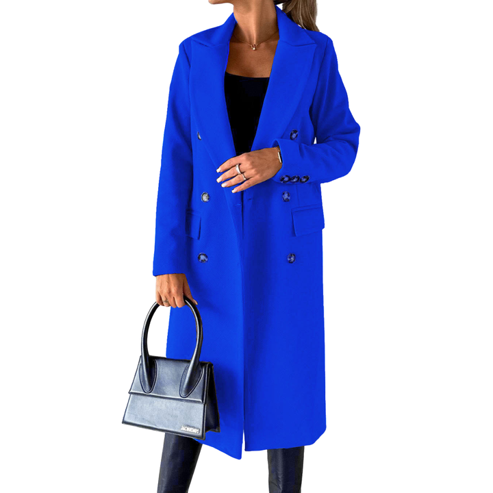 Damen Lange Jacke mit Revers und Knopfverschluss