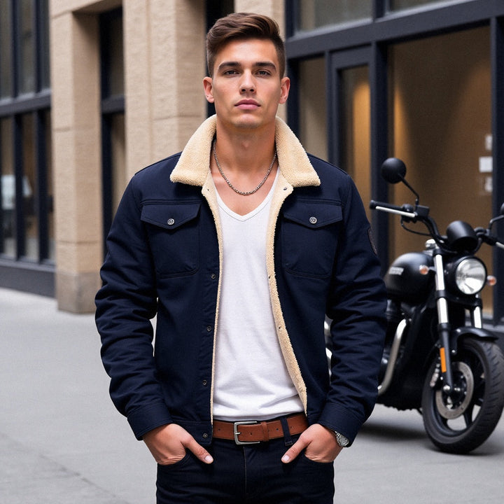 Herren Winterjacke mit Sherpa-Futter - Warme Gefütterte Jacke