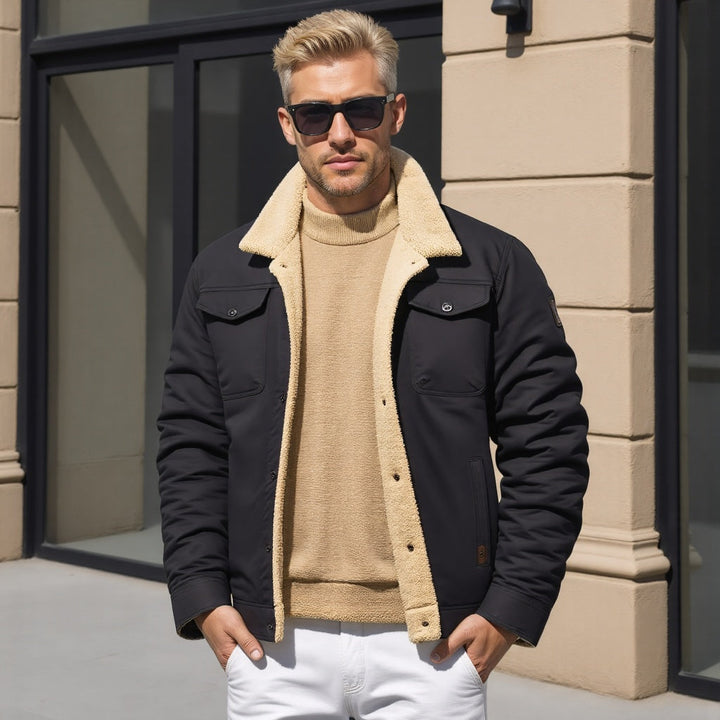 Herren Winterjacke mit Sherpa-Futter - Warme Gefütterte Jacke