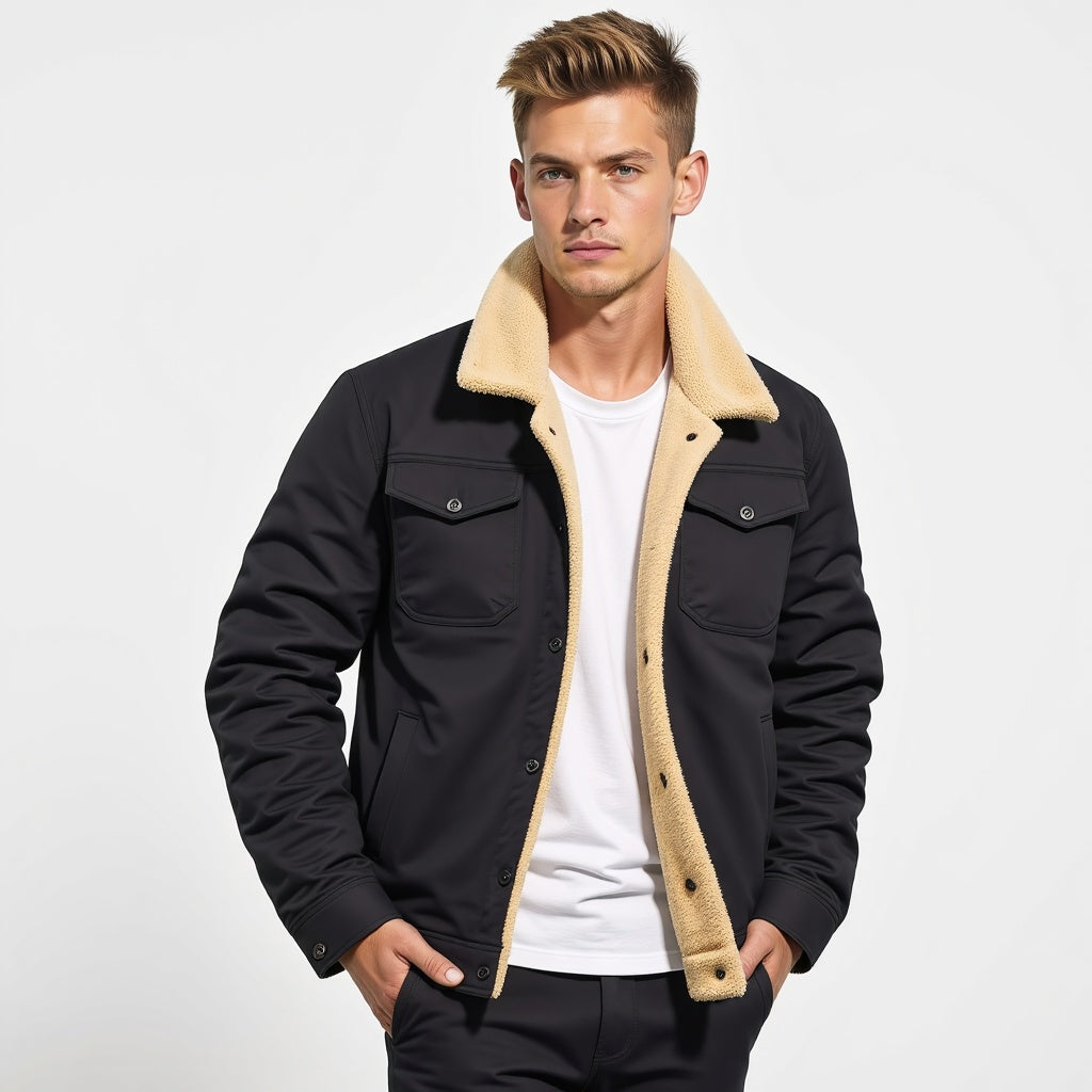 Herren Winterjacke mit Sherpa-Futter - Warme Gefütterte Jacke