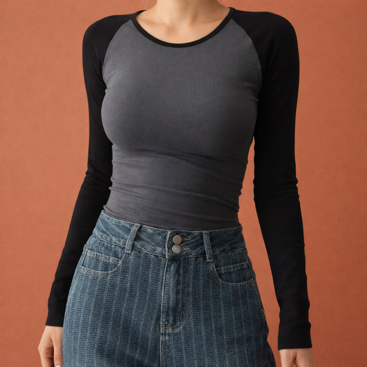 Sportliches Raglan-T-Shirt mit langen Ärmeln für Damen | Elena