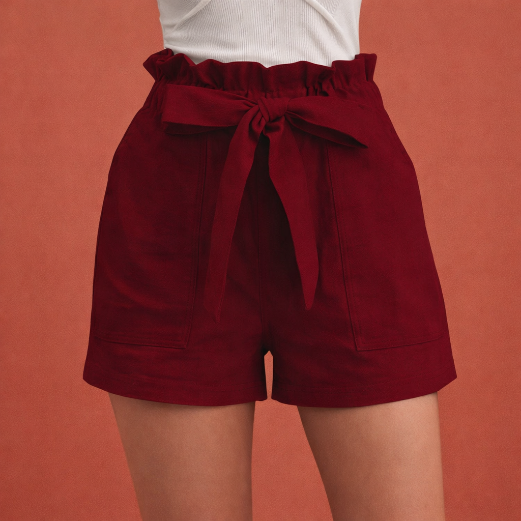 Leinen Damen Shorts mit hoher Taille und Schleifenbund | Zoë