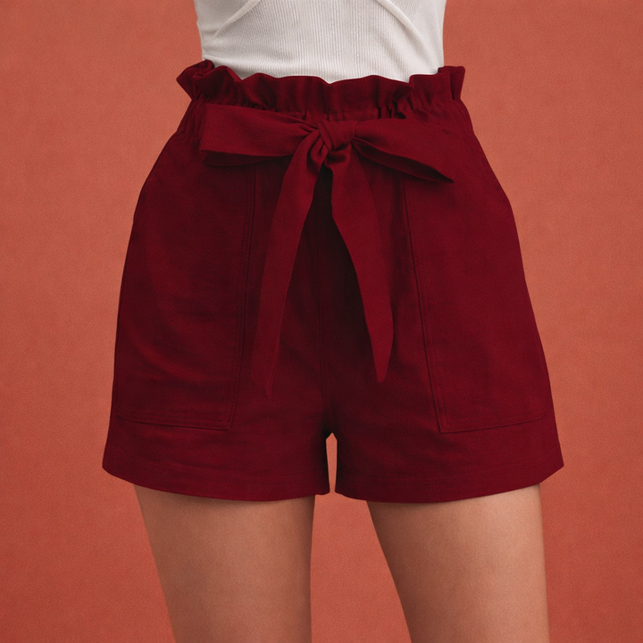 Leinen Damen Shorts mit hoher Taille und Schleifenbund | Zoë