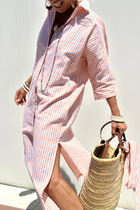 Gestreiftes Sommerkleid mit gerader Passform für Frauen | Ideal für den Strand oder Stadtbesuche