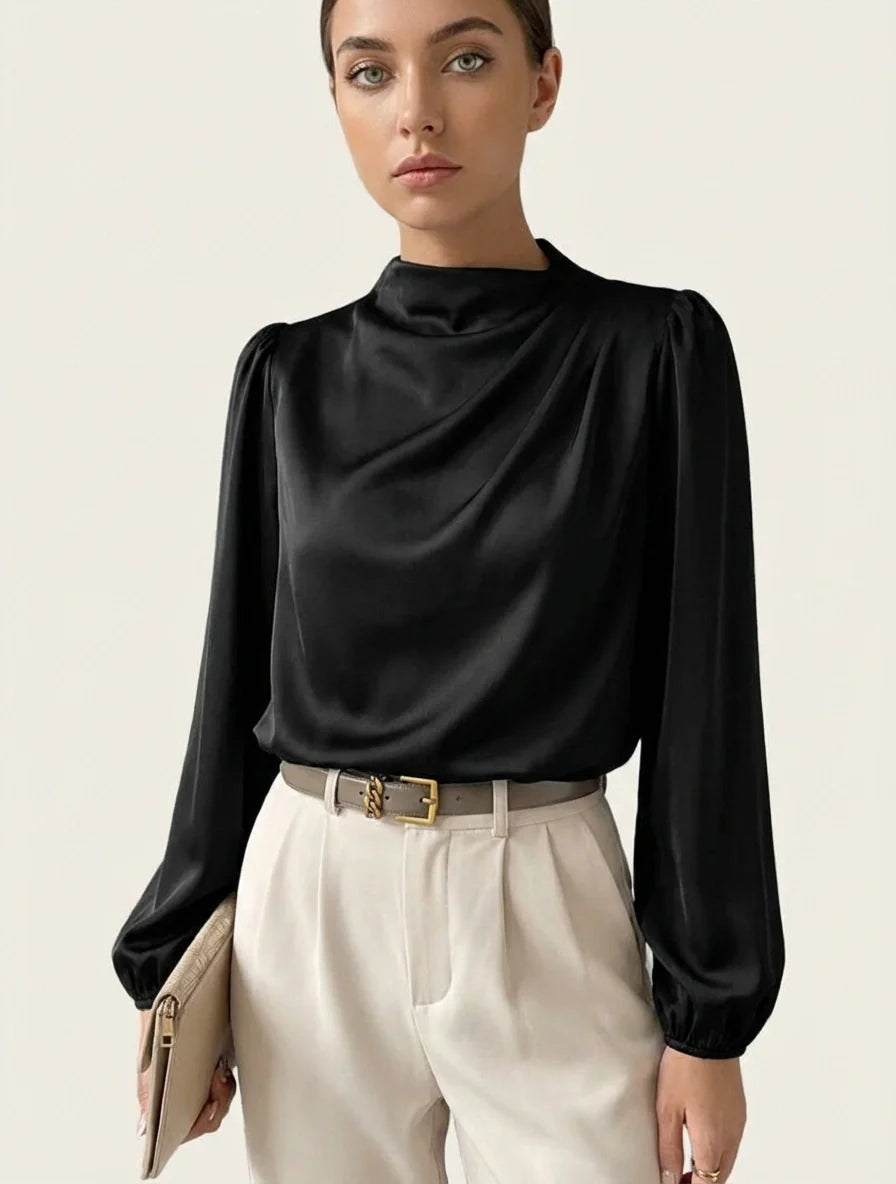 Elegante Damenbluse mit hohem Kragen - Hera