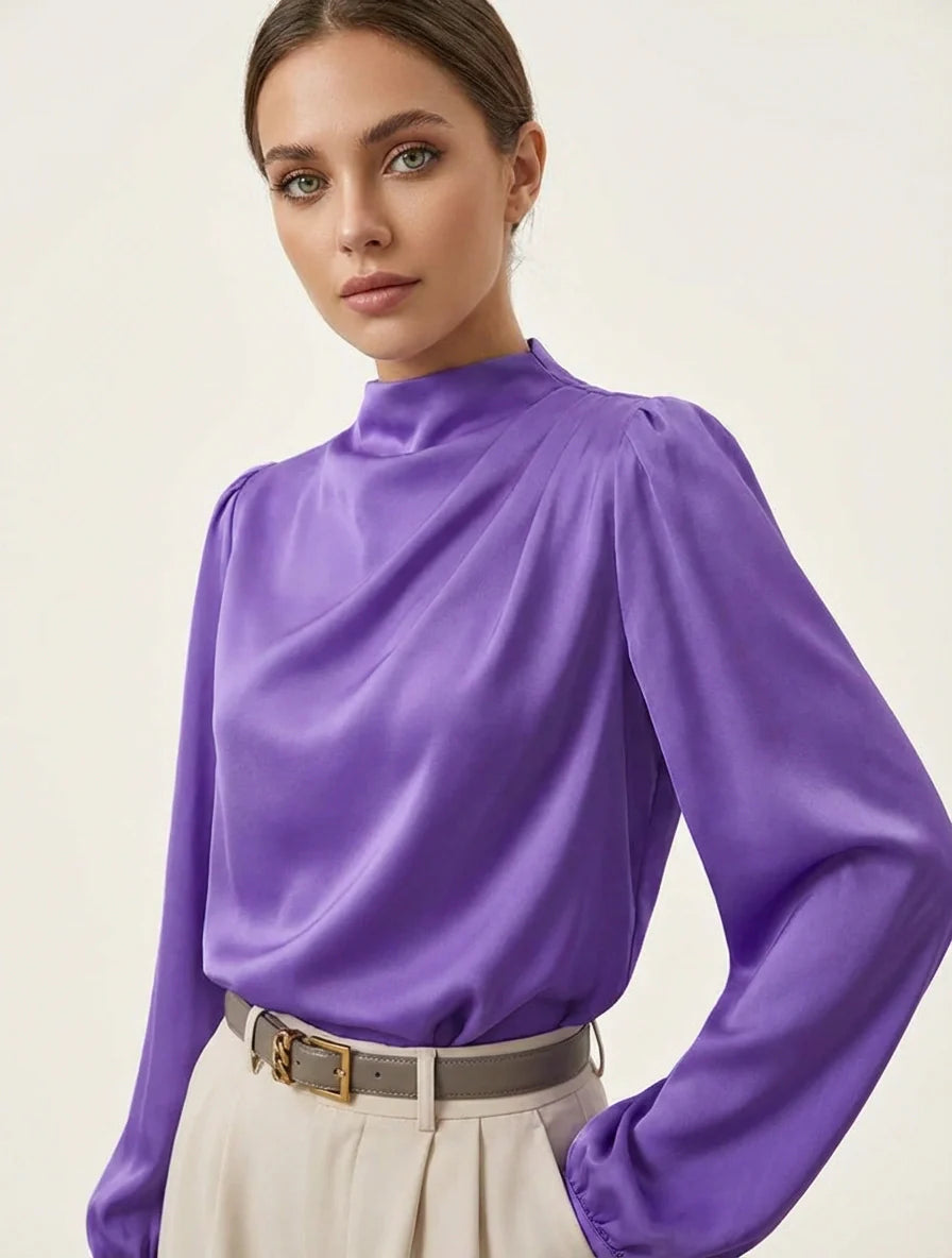 Elegante Damenbluse mit hohem Kragen - Hera