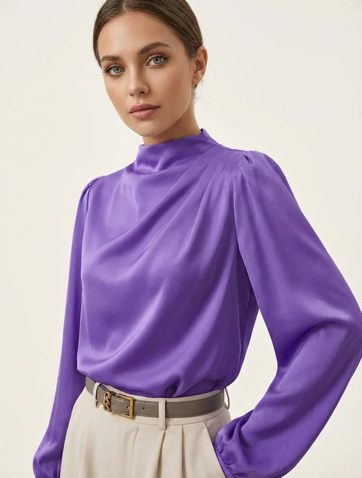 Elegante Damenbluse mit hohem Kragen - Hera