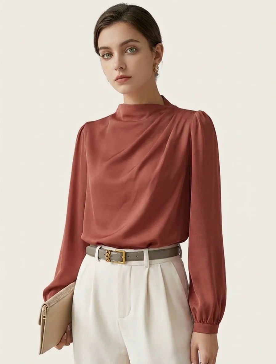 Elegante Damenbluse mit hohem Kragen - Hera