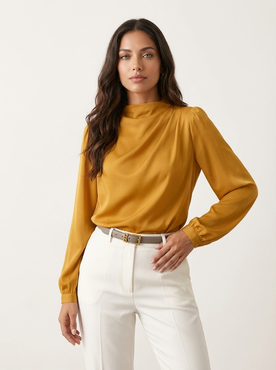 Elegante Damenbluse mit hohem Kragen - Hera