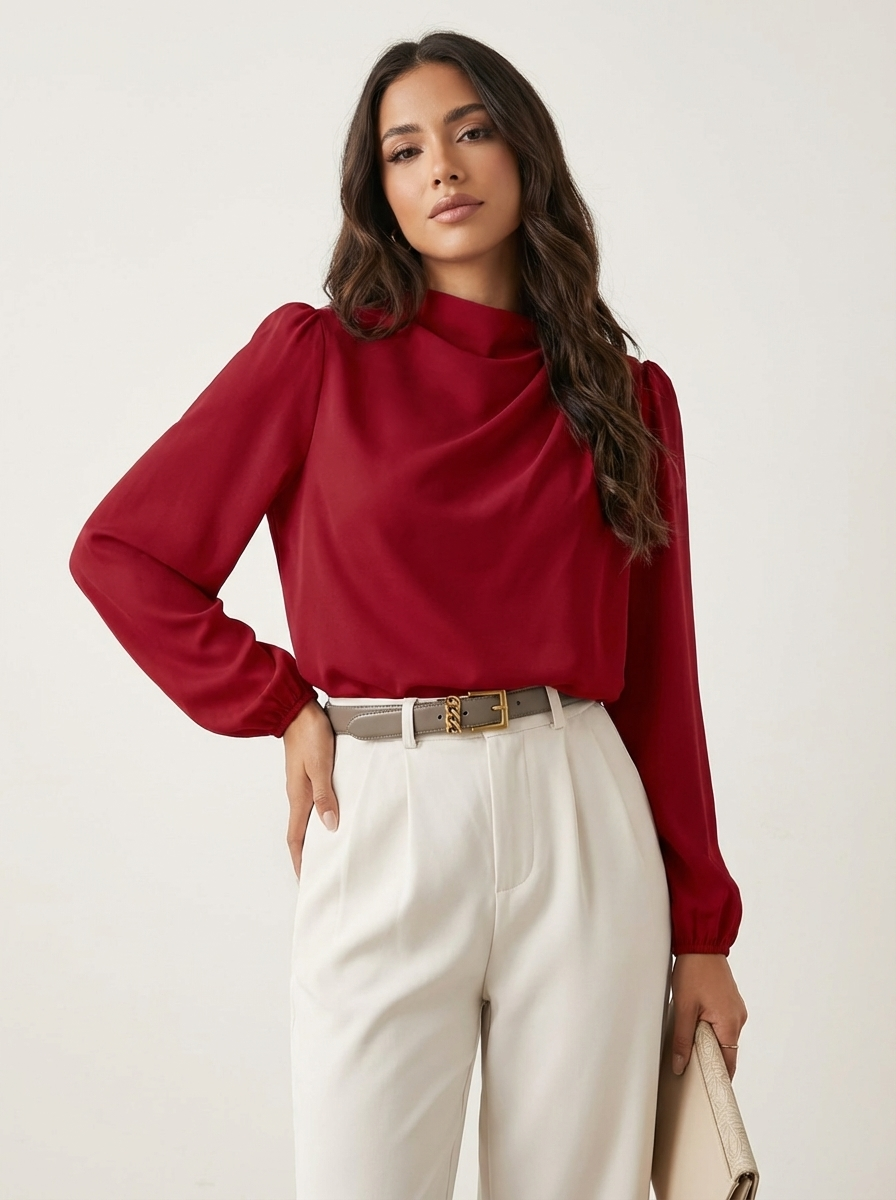 Elegante Damenbluse mit hohem Kragen - Hera