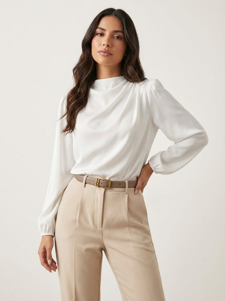 Elegante Damenbluse mit hohem Kragen - Hera