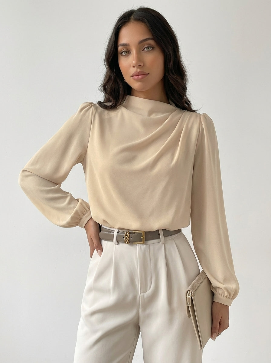Elegante Damenbluse mit hohem Kragen - Hera