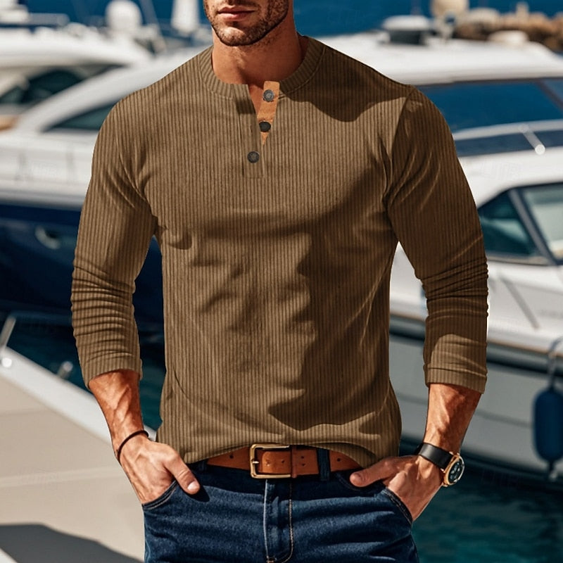 Elias | Herren Ripp-Henley mit vertikaler Textur