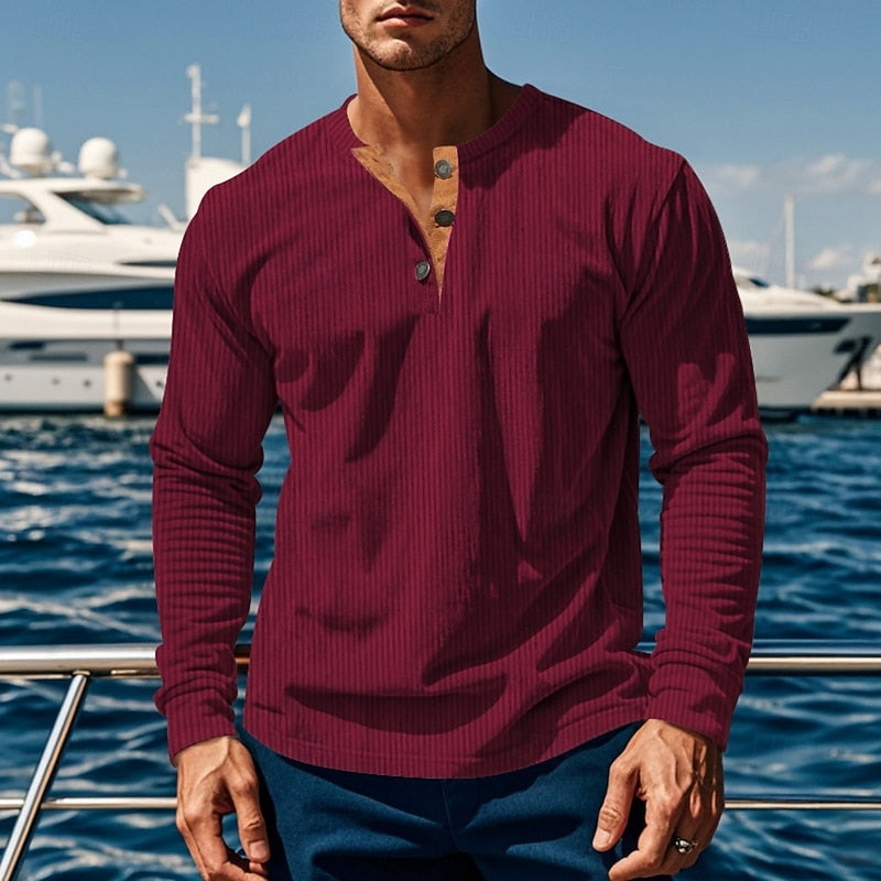 Elias | Herren Ripp-Henley mit vertikaler Textur