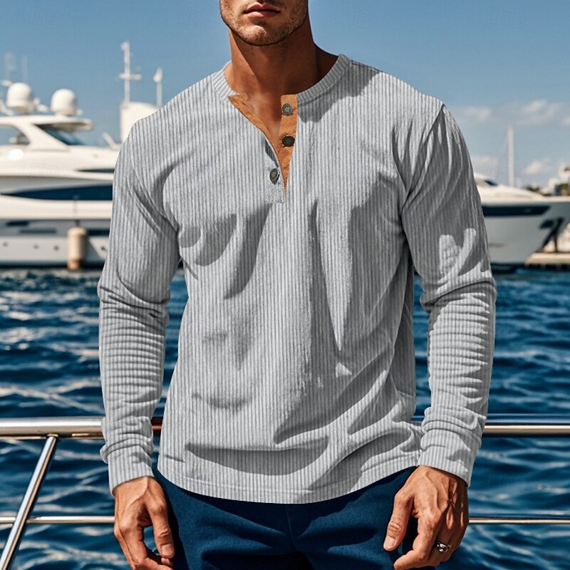 Elias | Herren Ripp-Henley mit vertikaler Textur