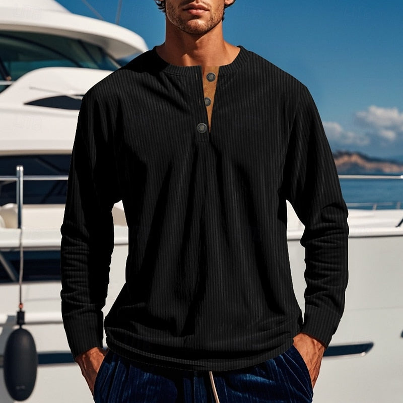 Elias | Herren Ripp-Henley mit vertikaler Textur