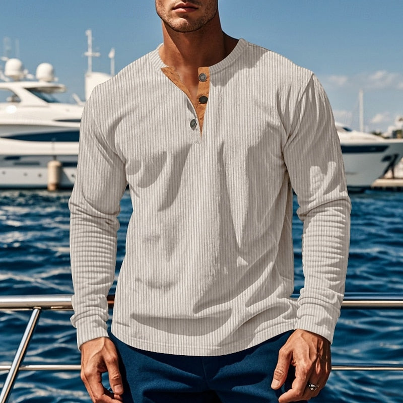 Elias | Herren Ripp-Henley mit vertikaler Textur