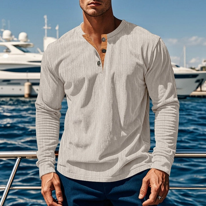 Elias | Herren Ripp-Henley mit vertikaler Textur