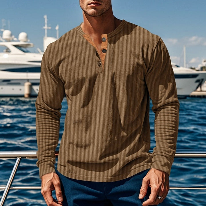 Elias | Herren Ripp-Henley mit vertikaler Textur