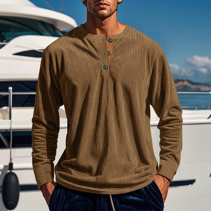 Elias | Herren Ripp-Henley mit vertikaler Textur