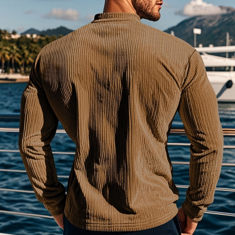 Elias | Herren Ripp-Henley mit vertikaler Textur