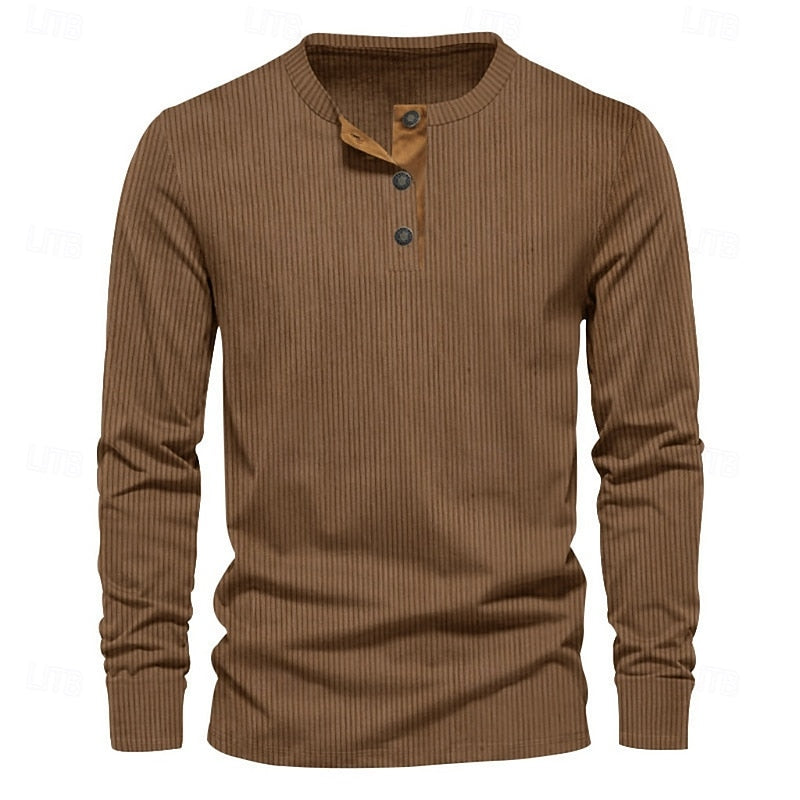 Elias | Herren Ripp-Henley mit vertikaler Textur