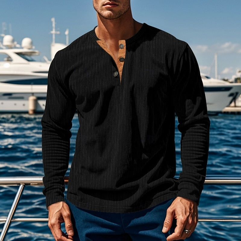 Elias | Herren Ripp-Henley mit vertikaler Textur