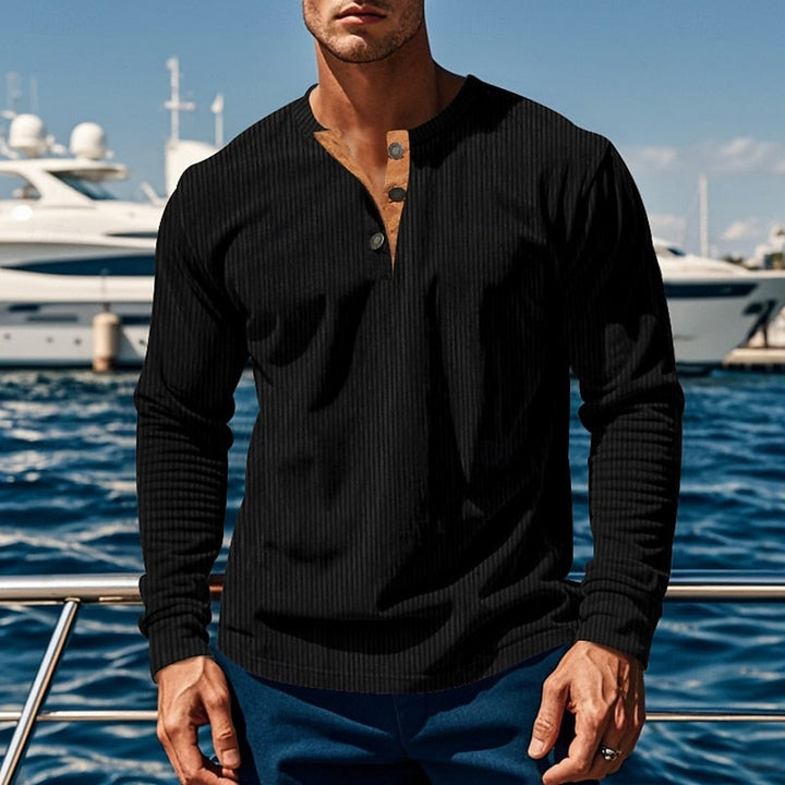 Elias | Herren Ripp-Henley mit vertikaler Textur