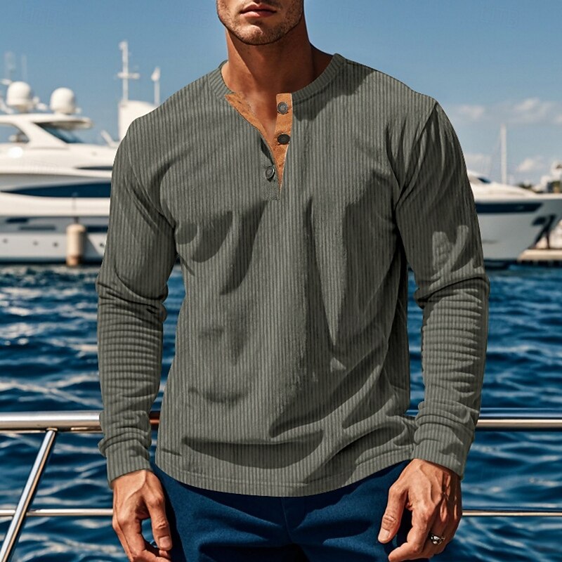 Elias | Herren Ripp-Henley mit vertikaler Textur