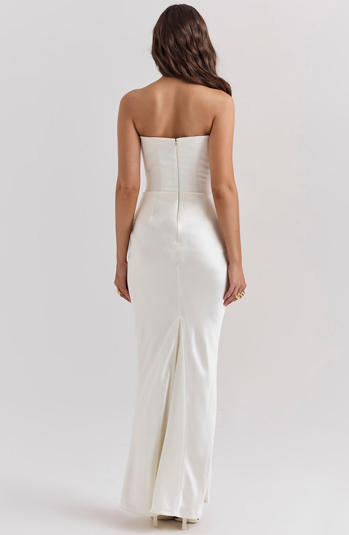 Damen Strapless Korsett Bodycon Maxikleid