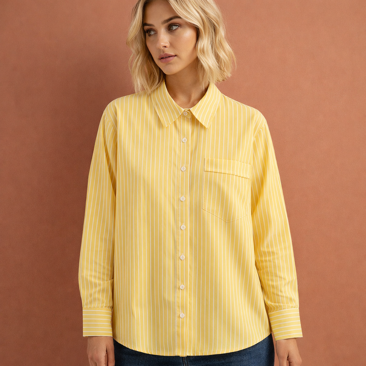 Gestreifte oversized Bluse für Damen mit klassischem Kragen und lockerer Passform | Nienke