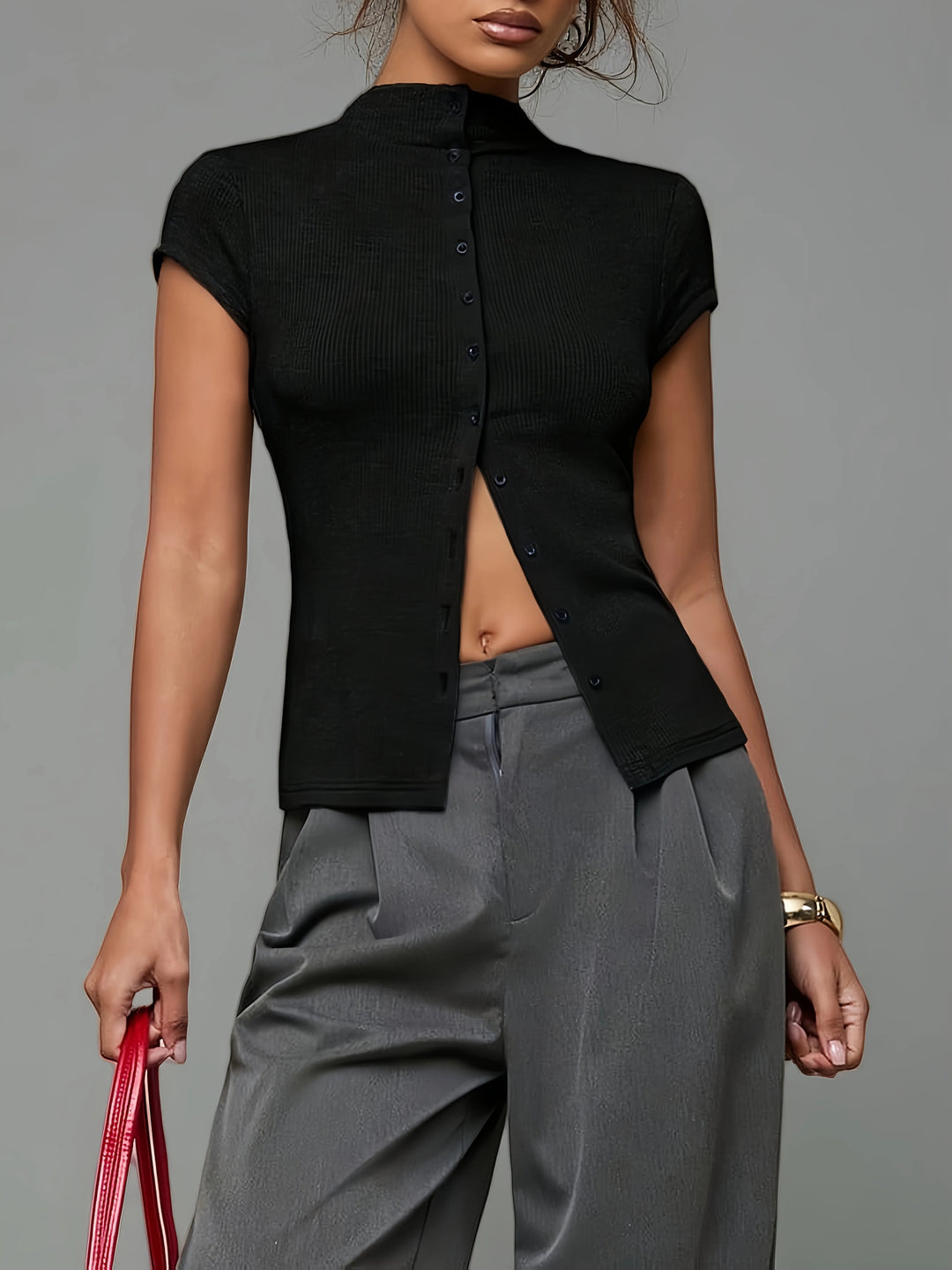 Taillierte Button-Up-Bluse – Aria