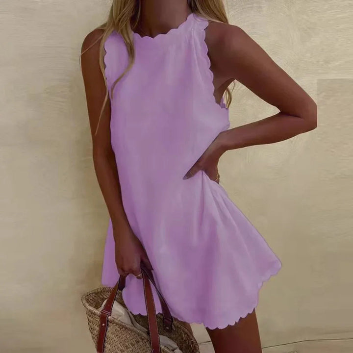 Amara | Ärmelloses A-Linien Sommerkleid mit gewelltem Saum