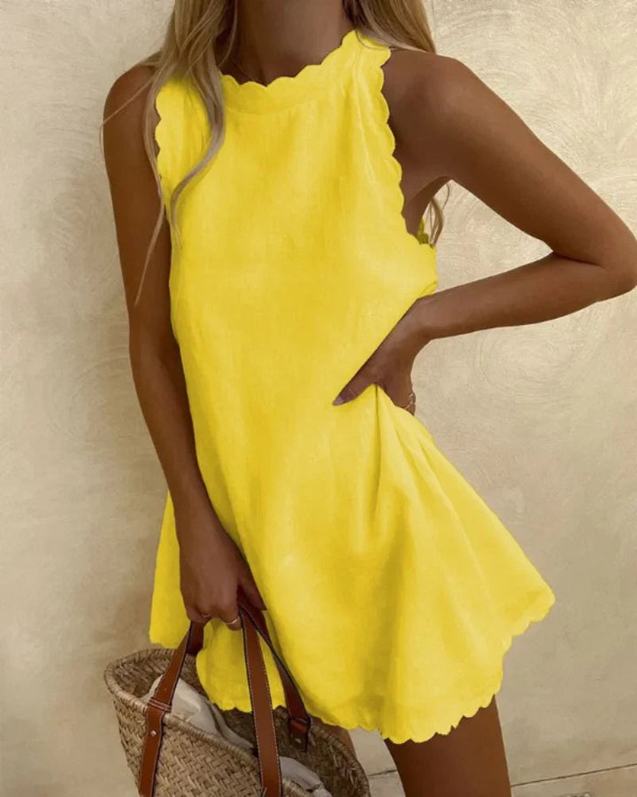 Amara | Ärmelloses A-Linien Sommerkleid mit gewelltem Saum