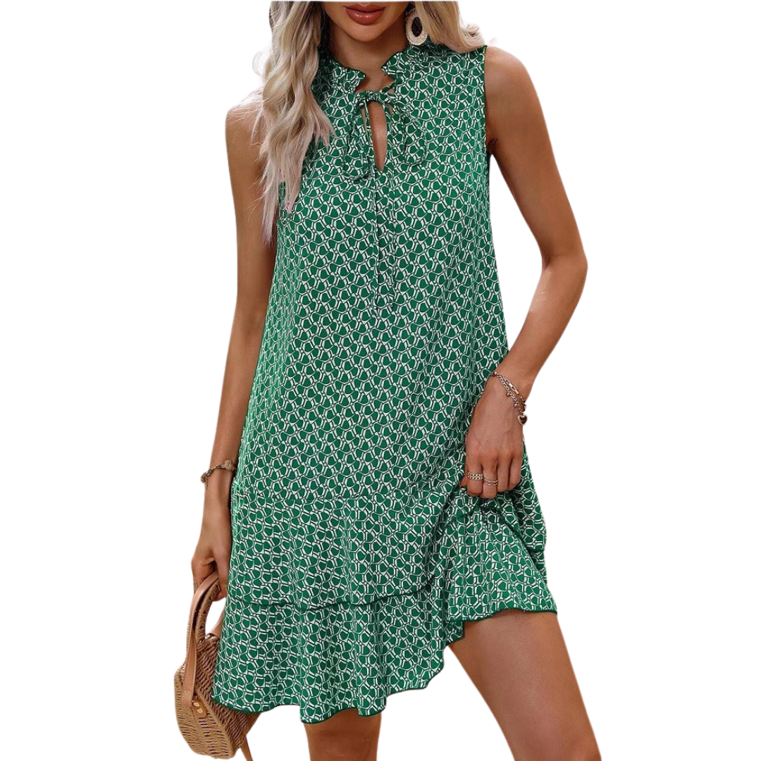 NAOMI – Bohemian Bedrucktes Träger Midikleid