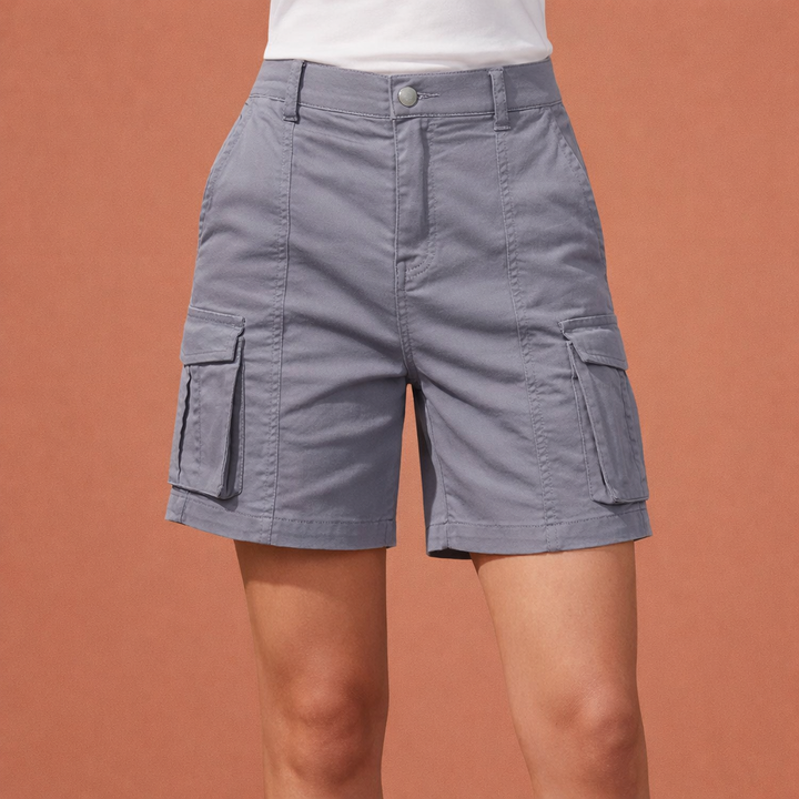 Cargo-Shorts mit elastischem Bund und mehreren Taschen für Damen | Mirelle